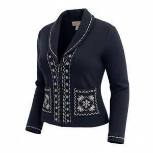 Vintage 90’s New Direction Wool Jacket Sz M Black Embroidered Boho Western Poet